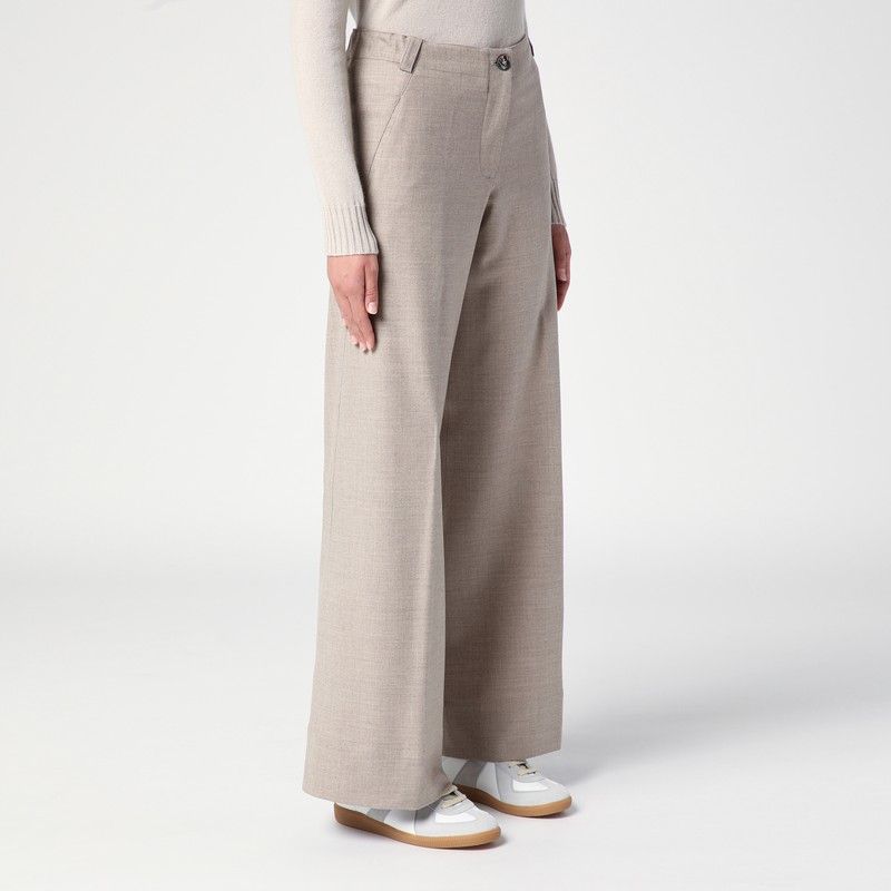 QUELLEDUE Wide Leg Wool Trousers for Women
