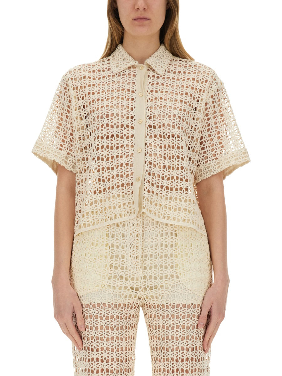 ALYSI Cropped Macramé Shirt