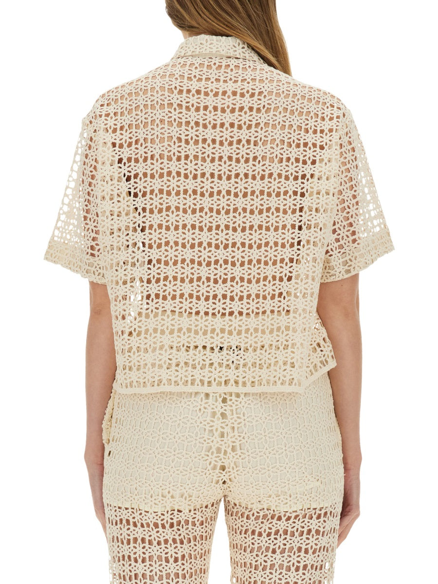 ALYSI Cropped Macramé Shirt