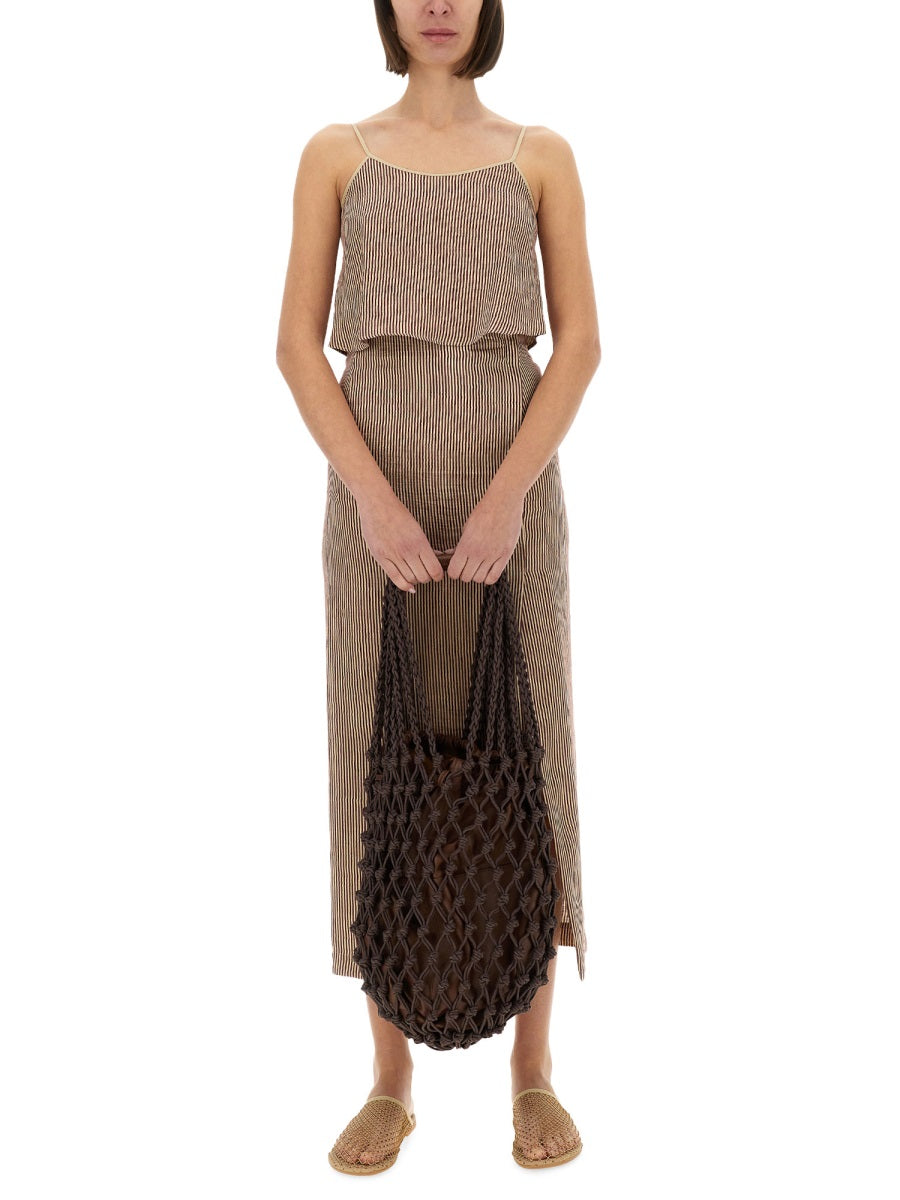 ALYSI Mini Stripe Cropped Top with Laces