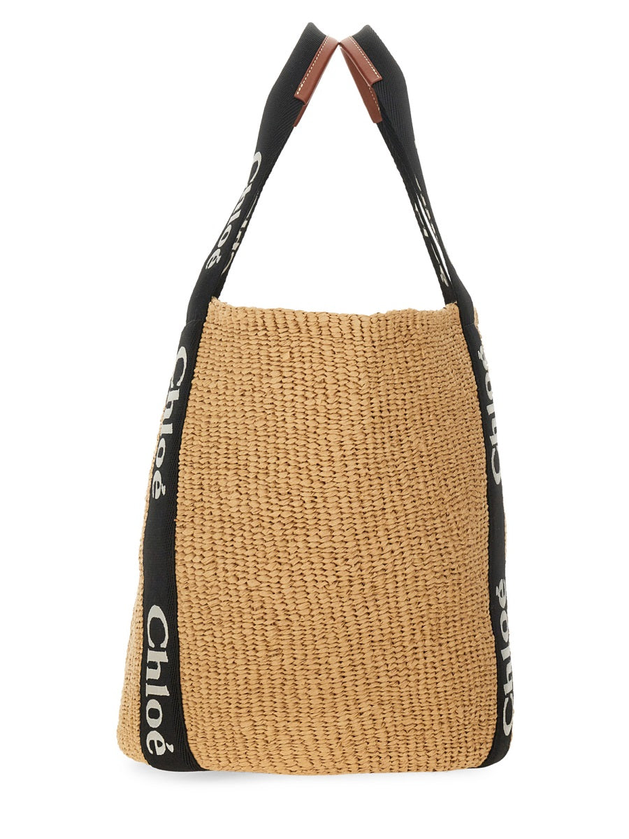 CHLOÉ Large Woody Shoulder Bag - 30 cm x 35 cm x 20 cm
