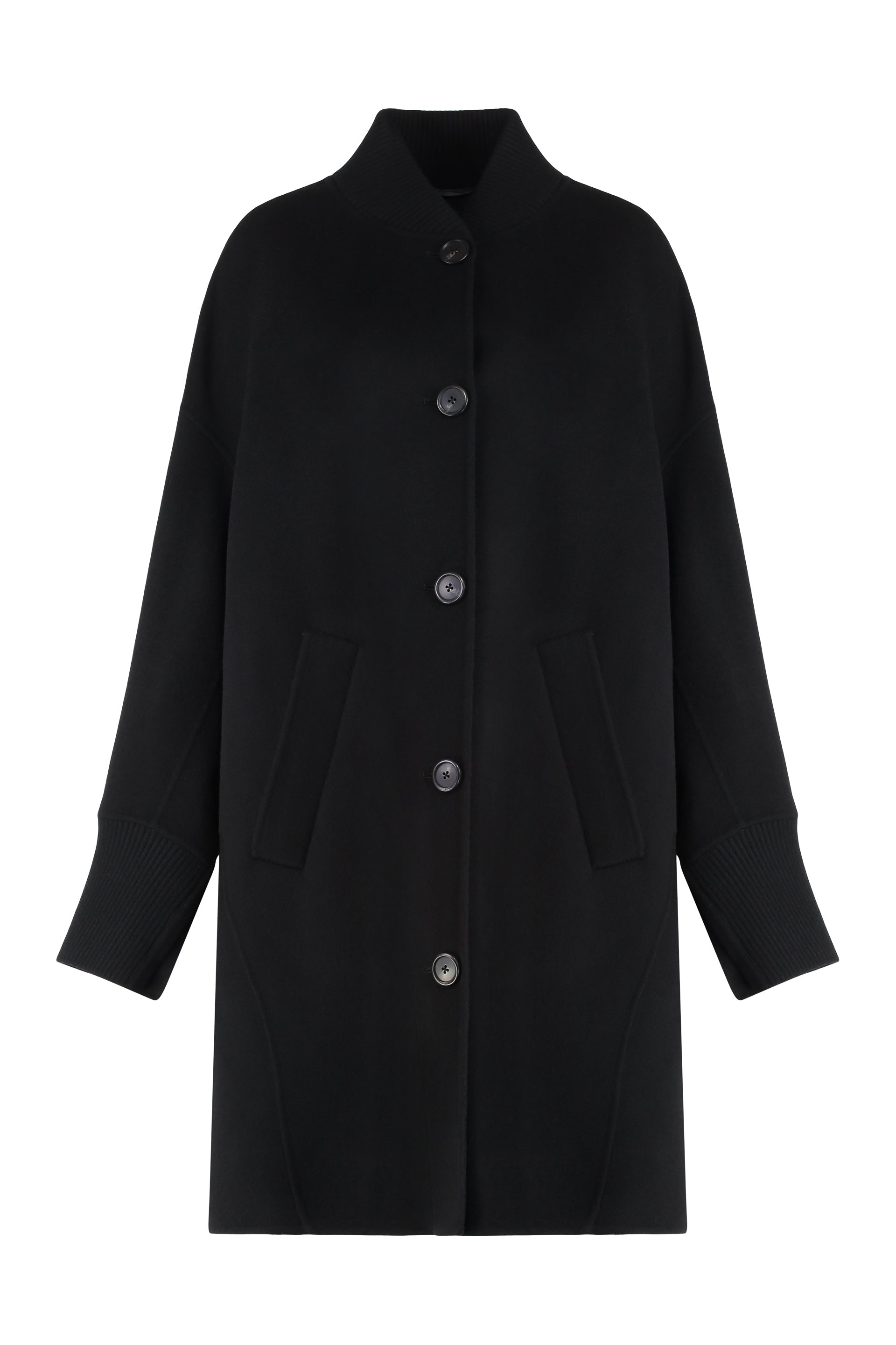 PINKO Cocoon-Style Long Jacket in Double Fabric
