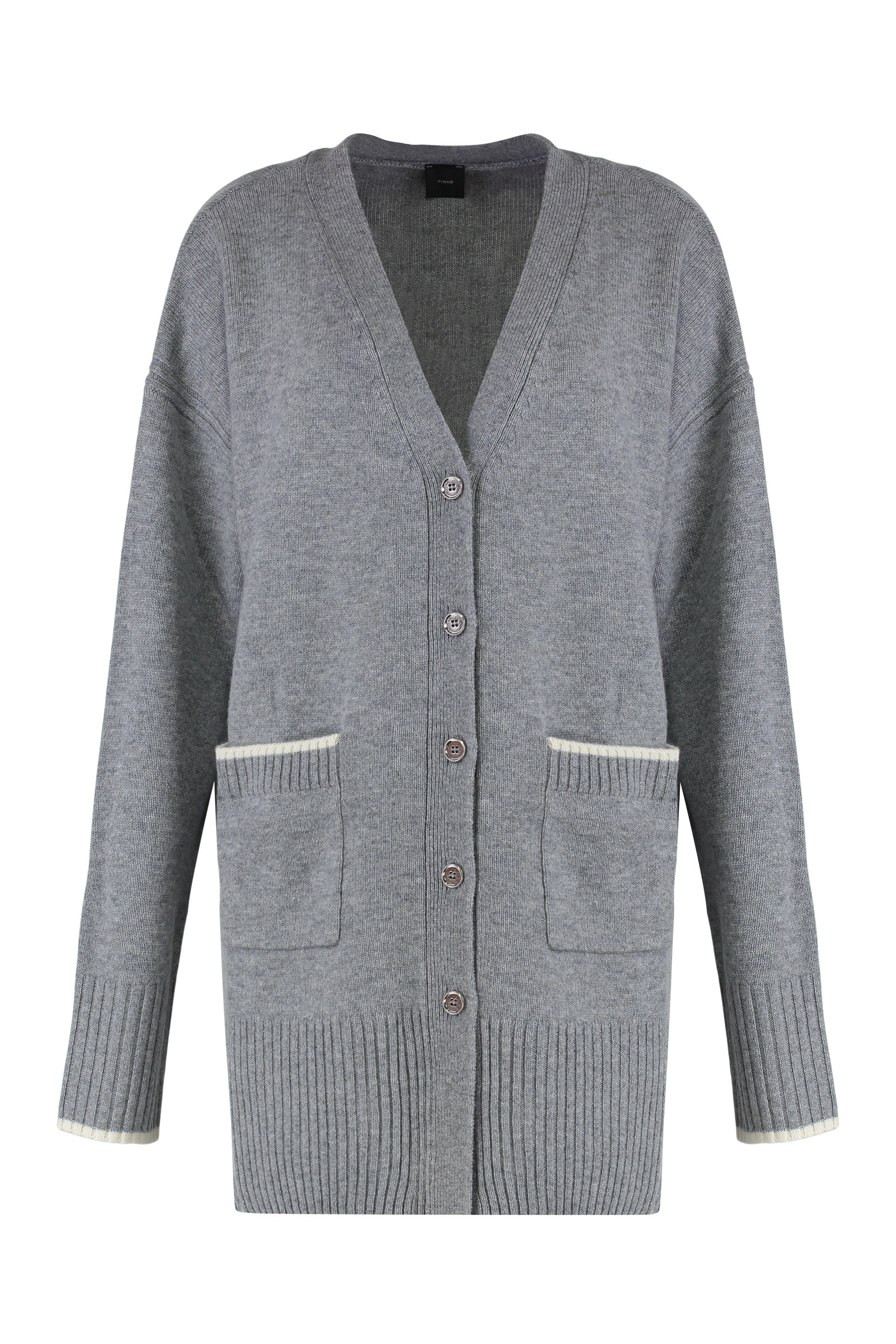 PINKO Wool and Cashmere Cardigan with Side Slits