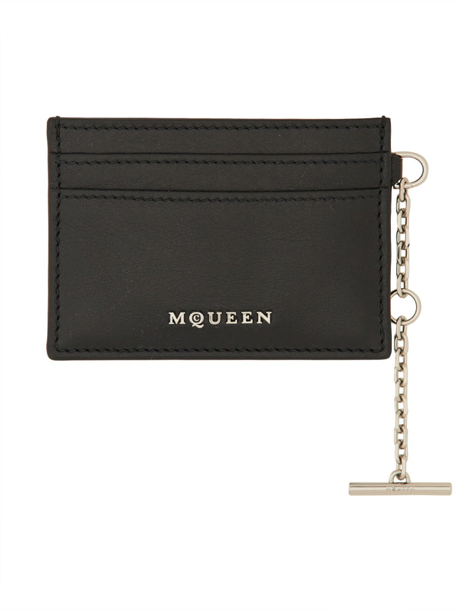 ALEXANDER McQUEEN Mini Leather Card Holder with Chain