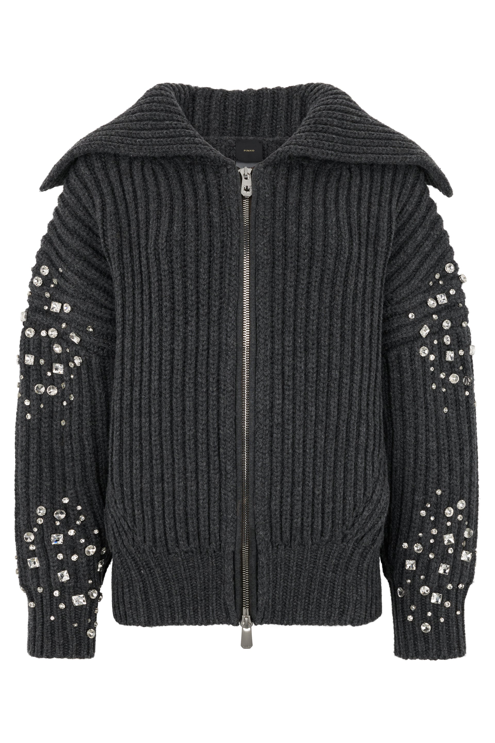 PINKO Wool-Blend Cardigan with Rhinestones