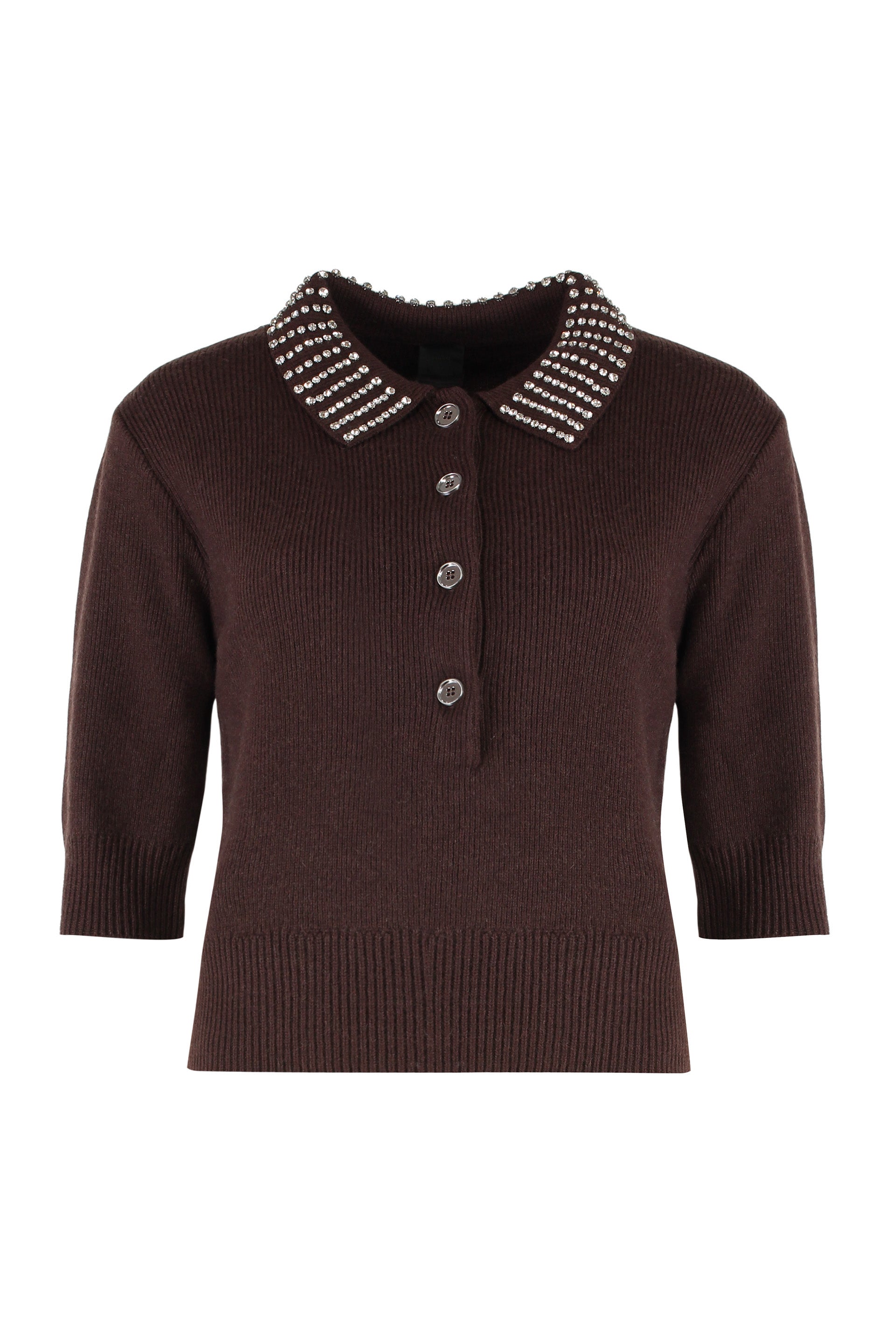PINKO Emilia Ribbed Knit Polo Shirt