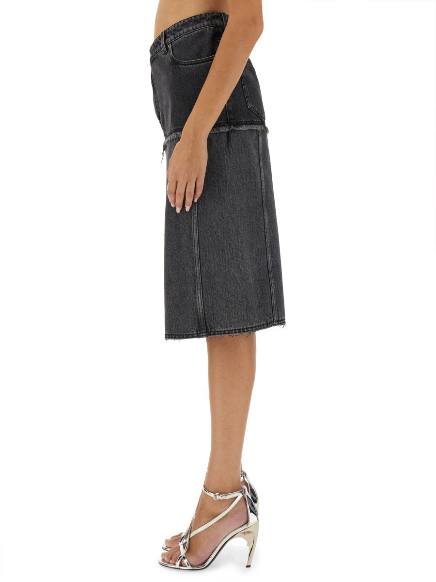 ALEXANDER McQUEEN Two-Tone Denim Skirt - Regular Fit, Size 40 IT