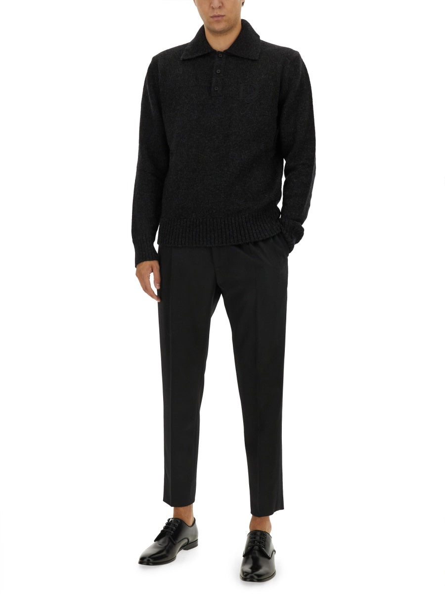 DOLCE & GABBANA Men's Wool Polo Sweater - Size 50