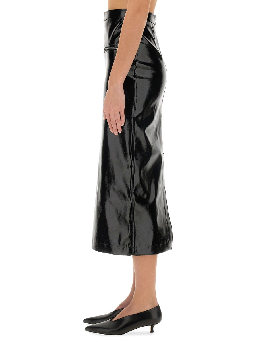 MSGM Chic Patent Leather Midi Skirt - Size S