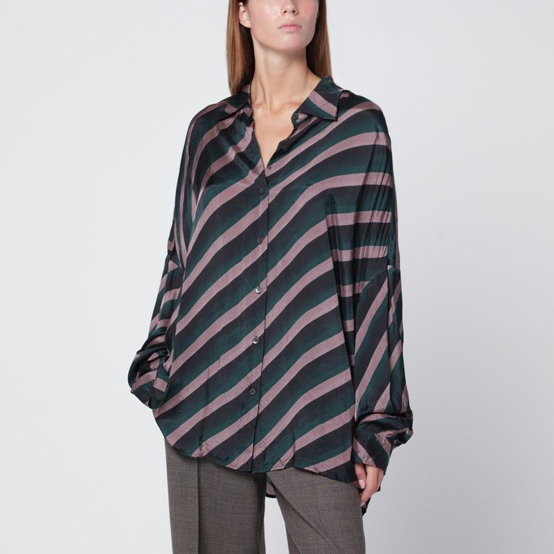 DRIES VAN NOTEN Flowing Viscose Striped Shirt - Size M