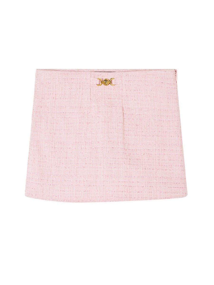 VERSACE Cotton Mix Tweed Mini Skirt for Girls