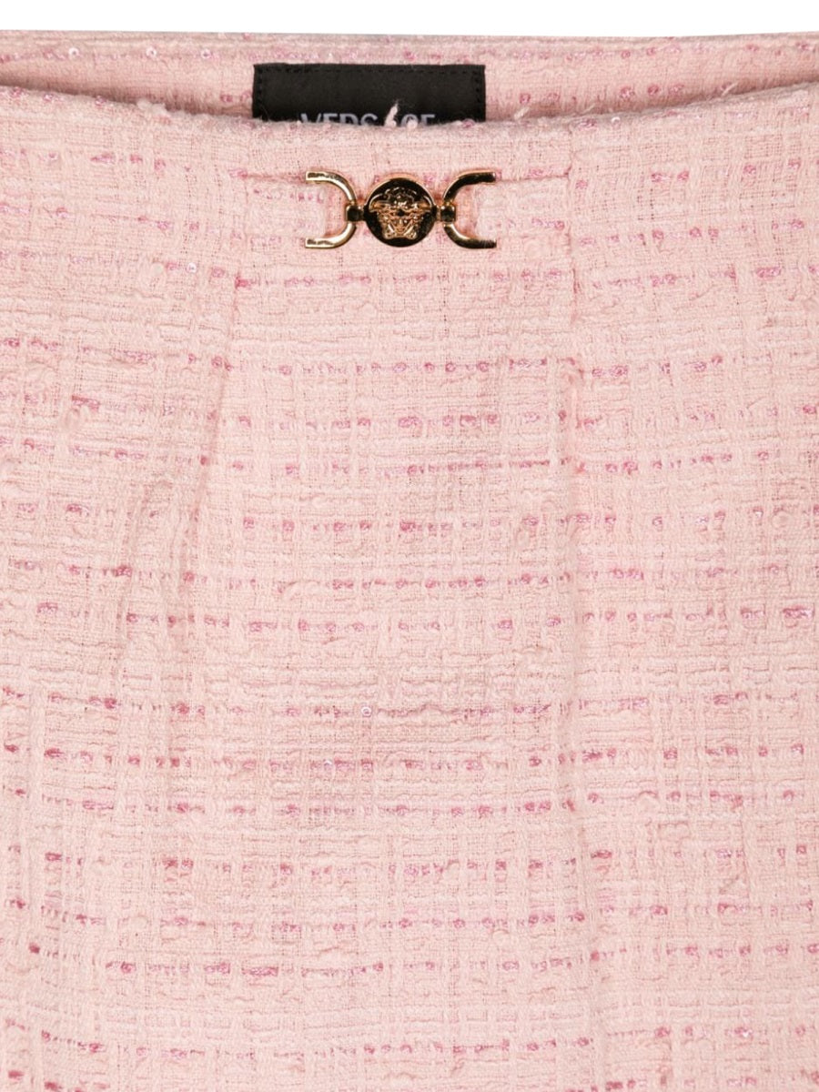 VERSACE Cotton Mix Tweed Mini Skirt for Girls