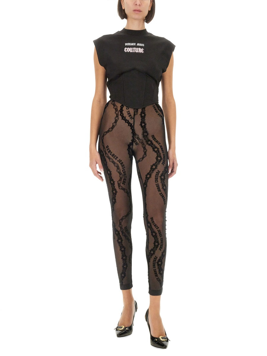 VERSACE JEANS COUTURE Slim Fit Logo Tops for Women - Size S