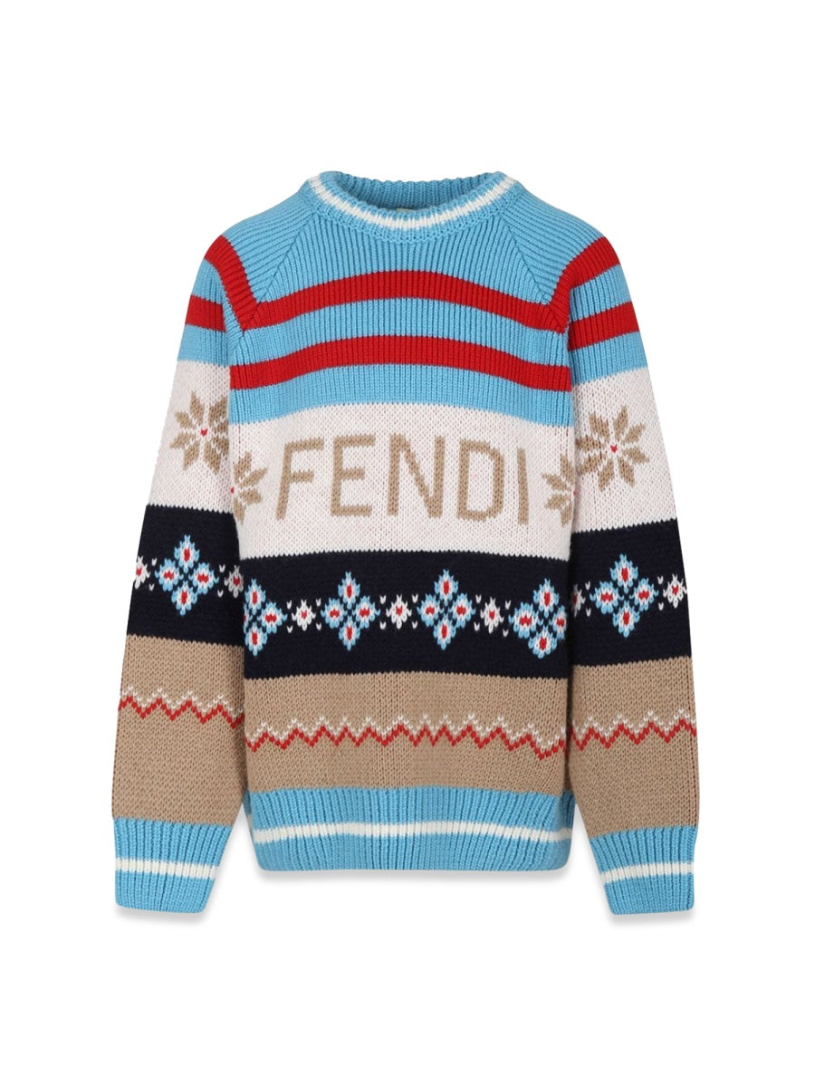 FENDI Girls' Mini Pullover for Apres Ski 100% Virgin Wool
