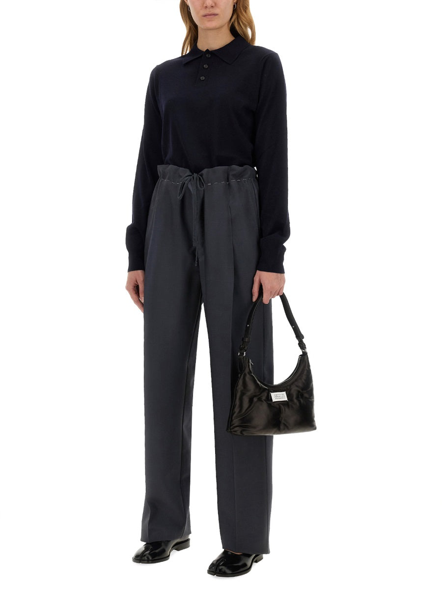 MAISON MARGIELA Women's Regular Fit Wool Polo Sweater - Size S