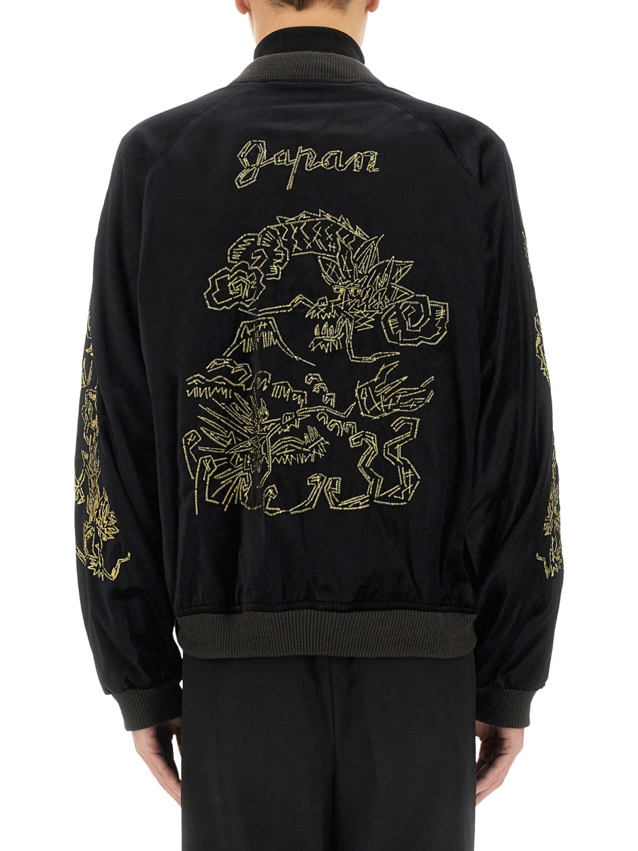 SASQUATCHFABRIX Regular Fit Souvenir Jacket with Eastend Dragon Design - Size L