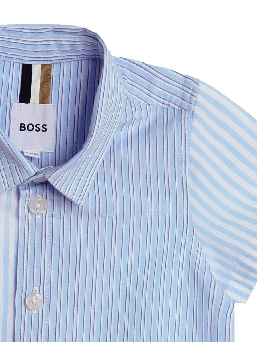 BOSS Boys' Mini Cotton Short Sleeve Shirt