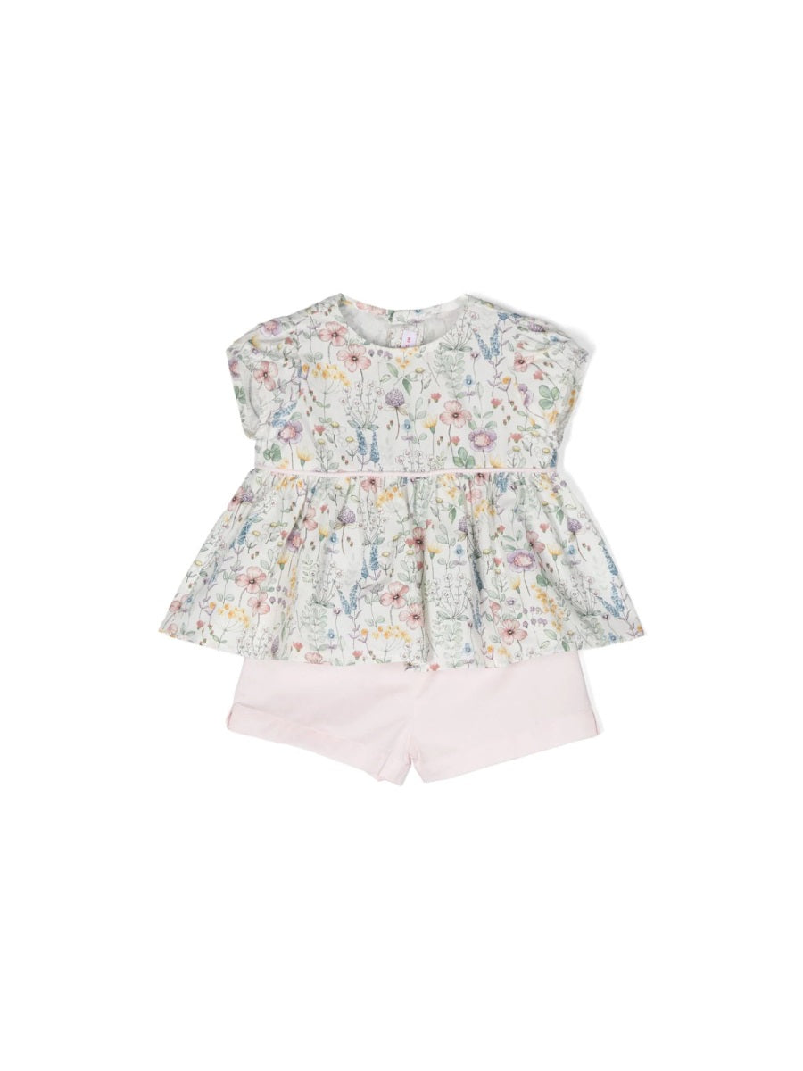 IL GUFO Mini Two-Piece Cotton Dill Suit for Babies