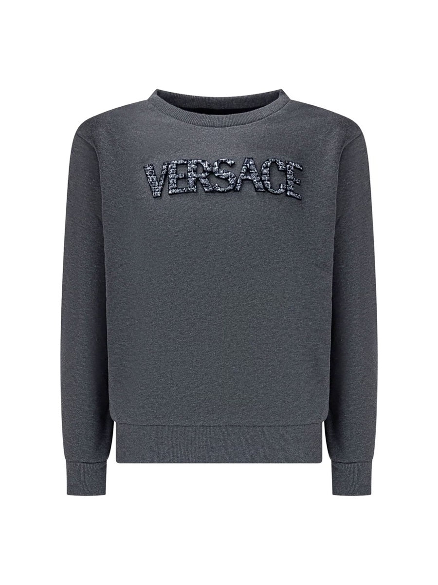 VERSACE Girls' Fleece Sweatshirt with Embroidered Logo