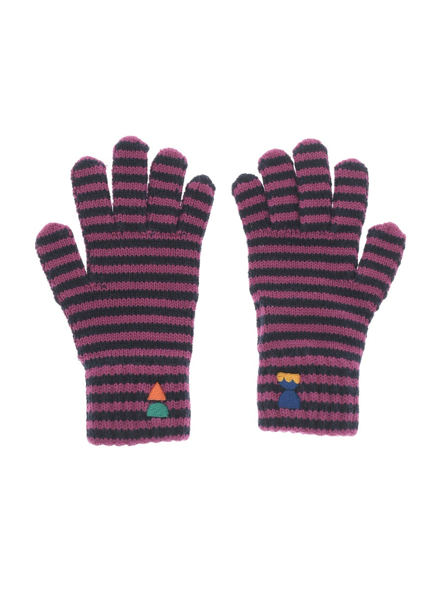 BOBO CHOSES Funny Friends Mini Striped Knit Gloves for Girls