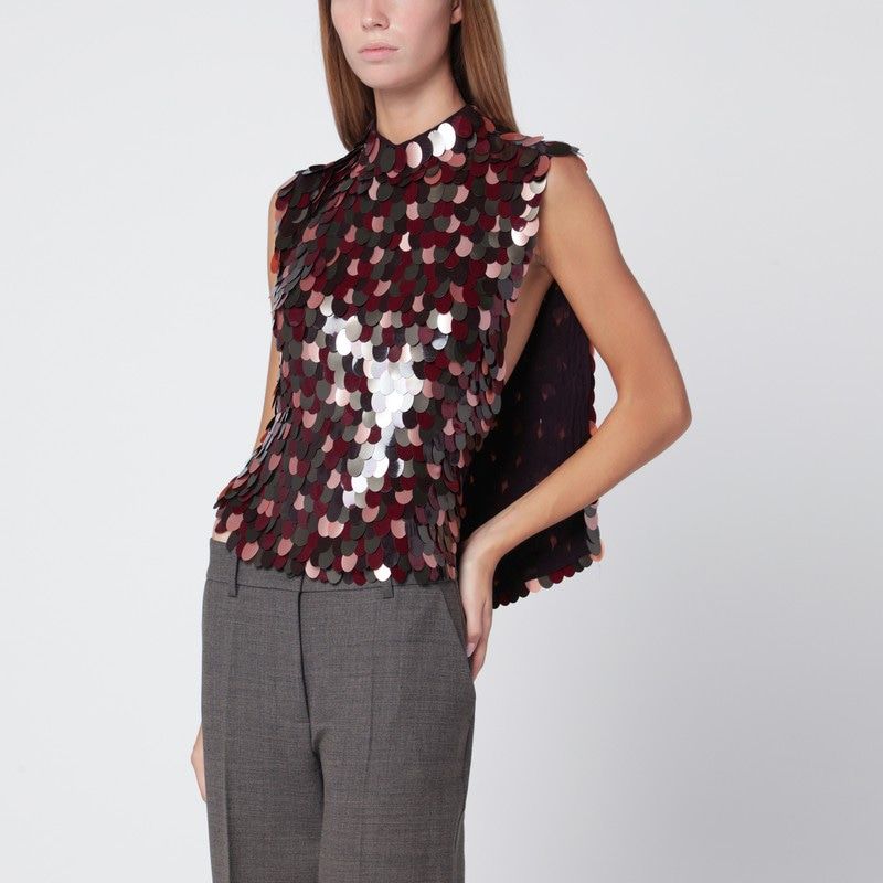 DRIES VAN NOTEN Sleeveless Sequin Mini Top with Side Slits