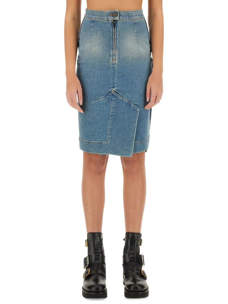VIVIENNE WESTWOOD Elegant Denim Midi Skirt - Size 38