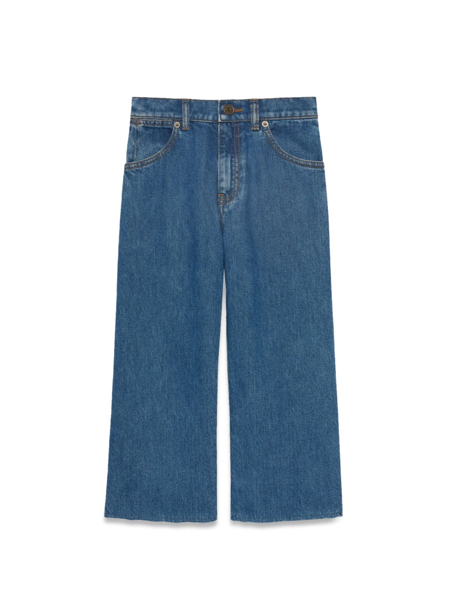GUCCI Mini Skate Pants in Organic Broken Denim
