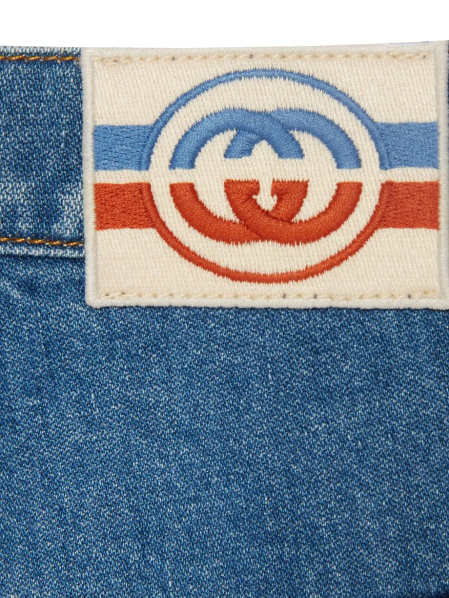 GUCCI Mini Skate Pants in Organic Broken Denim