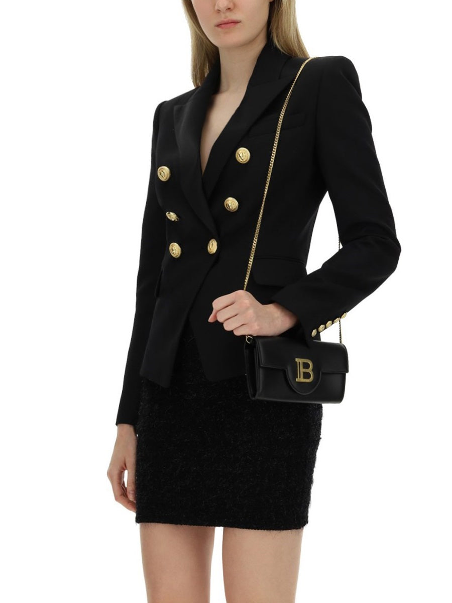 BALMAIN Mini Leather Shoulder Bag - 10.5 CM X 30 CM X 3 CM