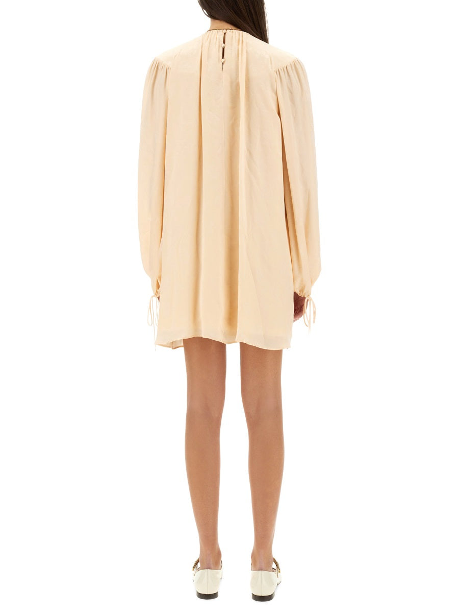 CHLOÉ Silk Shirred Mini Dress - Size 36