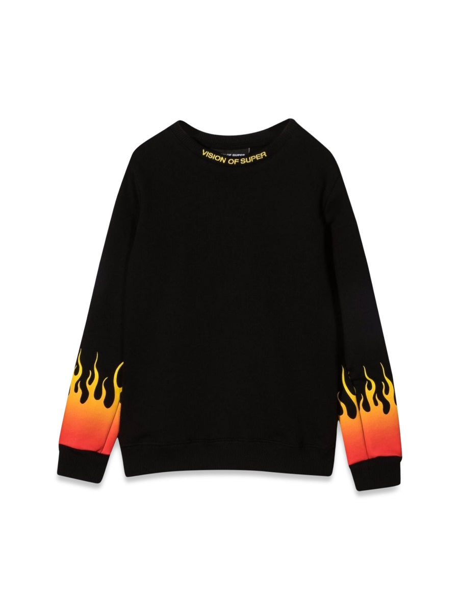 VISION OF SUPER Flame Graphic Crewneck Sweater for Kids