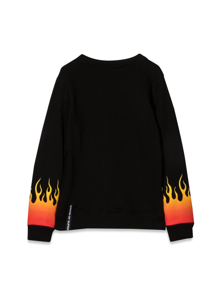 VISION OF SUPER Flame Graphic Crewneck Sweater for Kids
