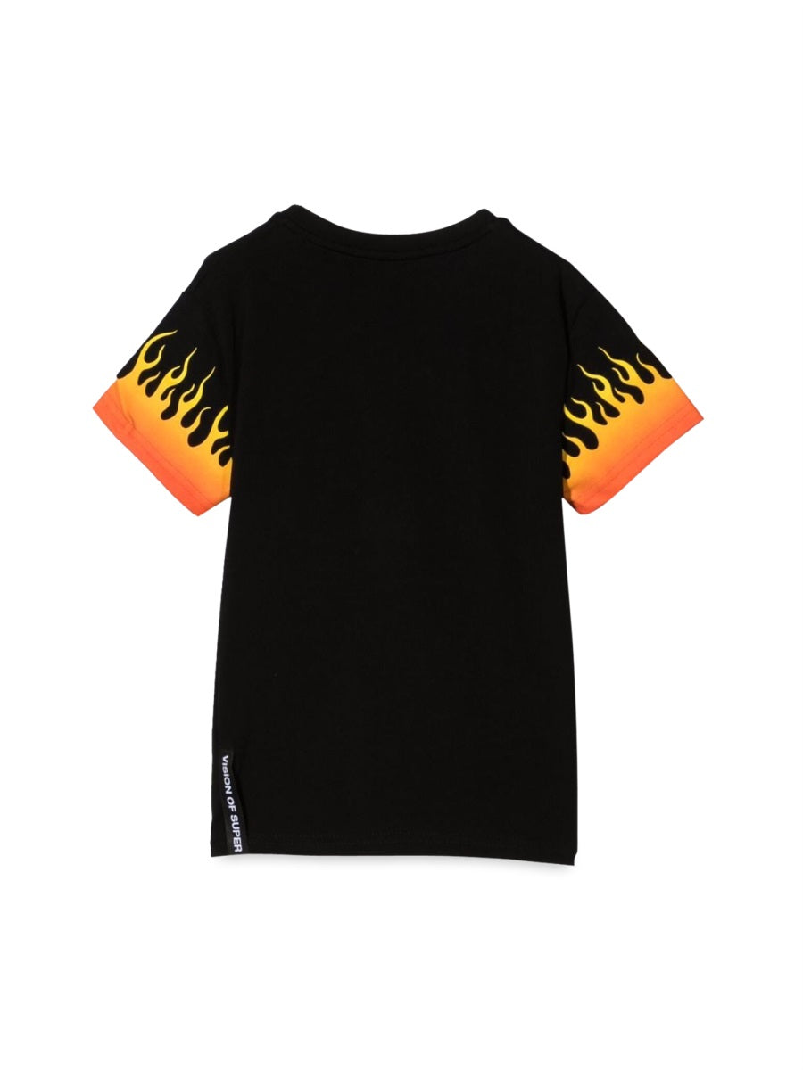 VISION OF SUPER Mini T-shirt with Shaded Flames