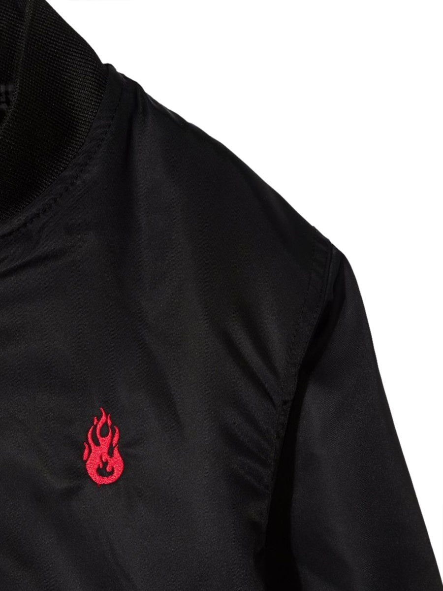 VISION OF SUPER Mini Bomber Jacket with Fiery Flames