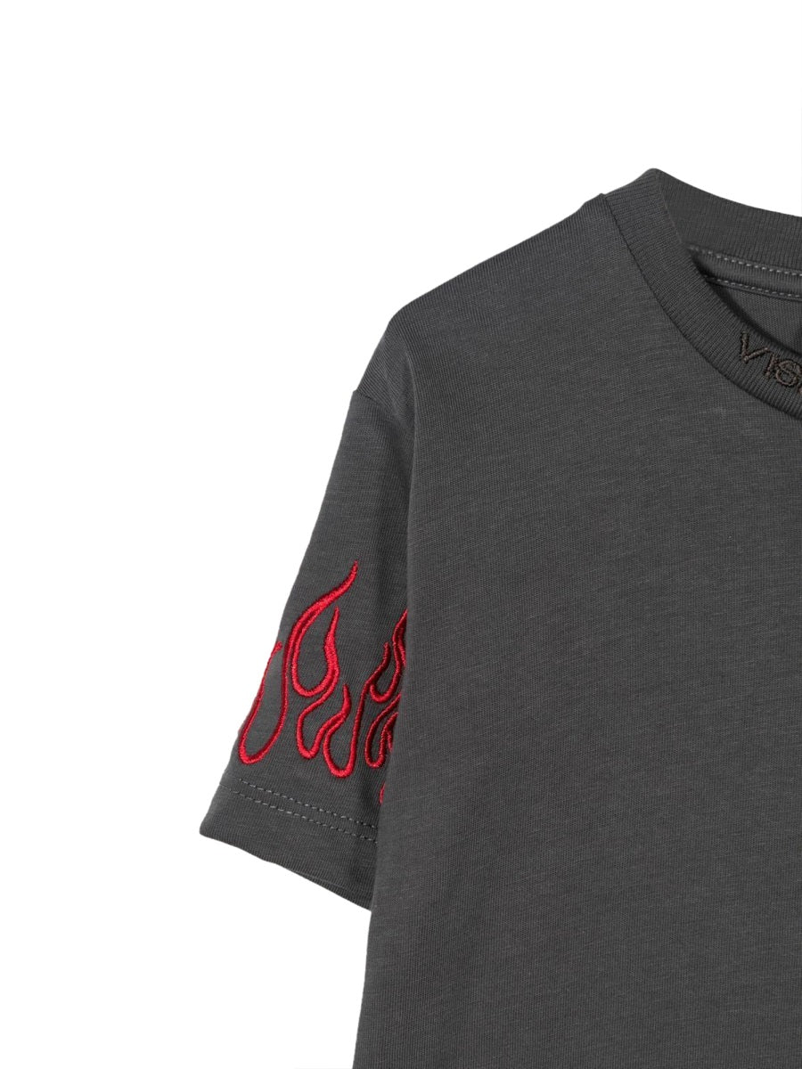 VISION OF SUPER Embroidered Mini Red Flames T-Shirt