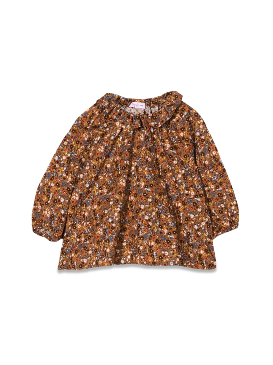 IL GUFO Mini Floral Cotton Shirt for Girls