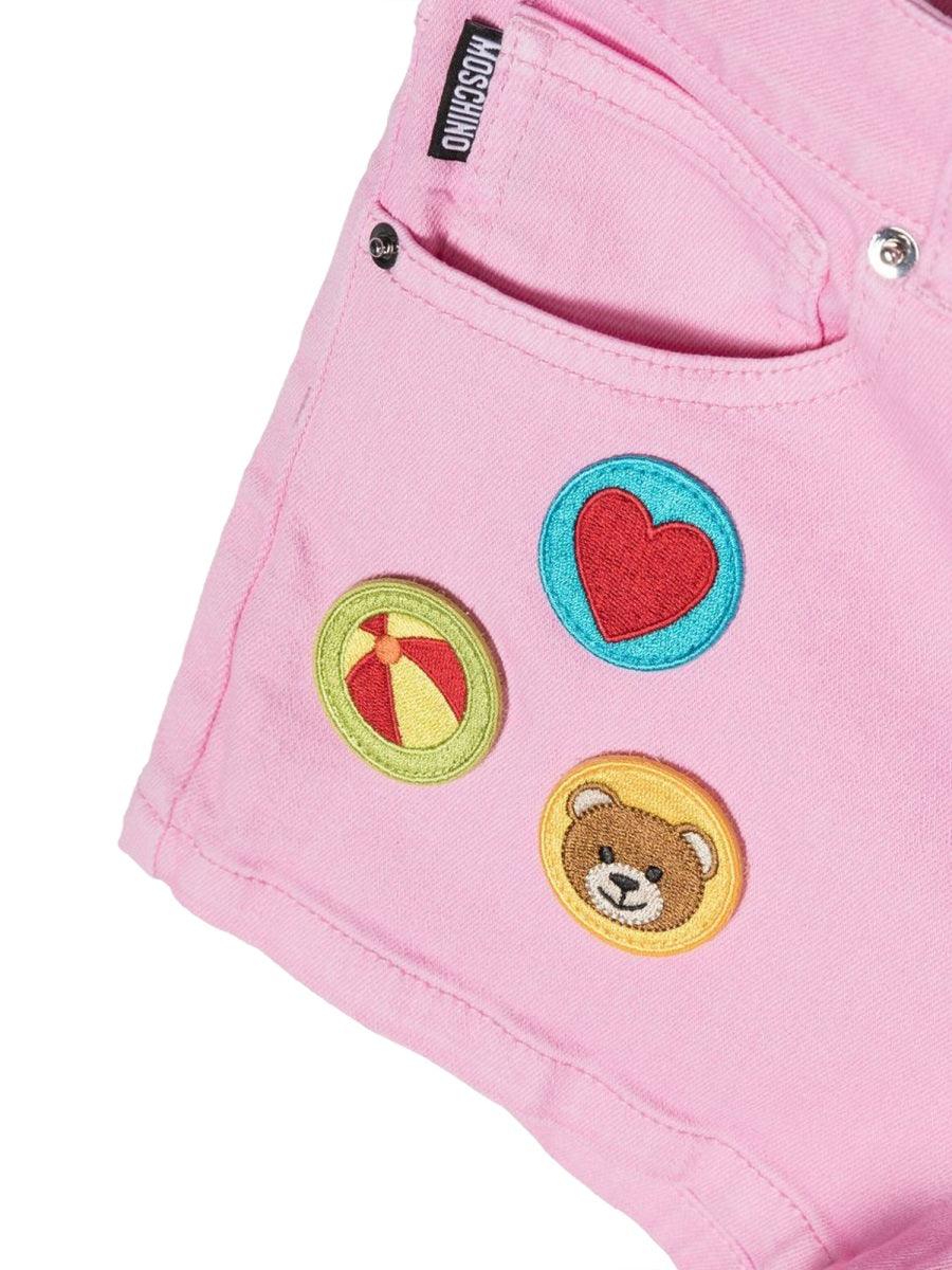 MOSCHINO Mini Playful Fun Patch Shorts for Girls