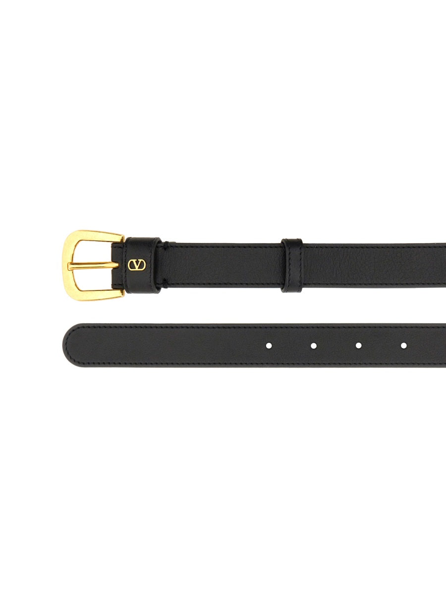 VALENTINO GARAVANI Glossy Calfskin Vlogo Signature Belt