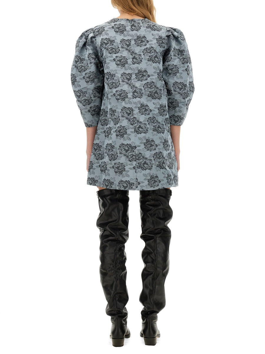 GANNI Floral Jacquard Mini Dress - Regular Fit