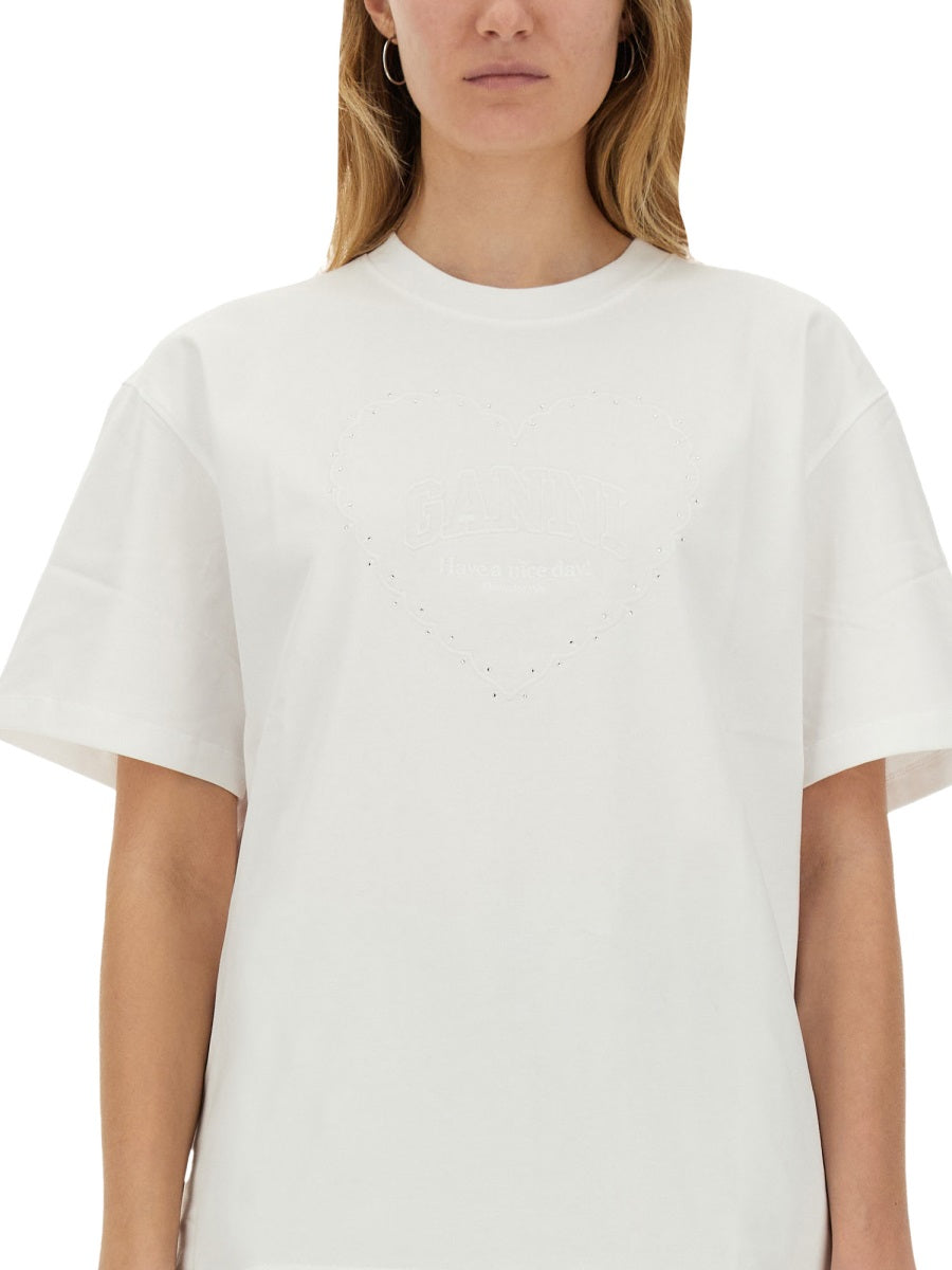 GANNI Organic Cotton Heart T-Shirt - Size S