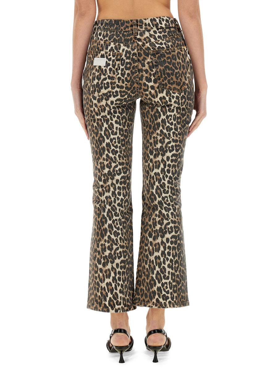 GANNI Animal Print High-Waisted Jeans