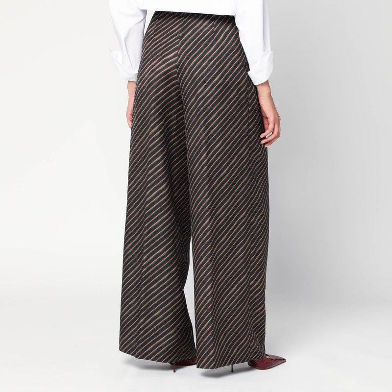 DRIES VAN NOTEN Diagonal Striped Palazzo Pants - High Waist