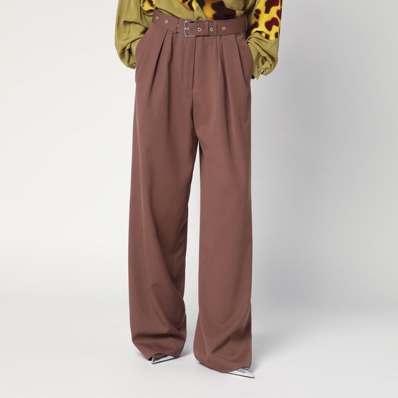 DRIES VAN NOTEN Wide Cotton Trousers with Adjustable Waistband