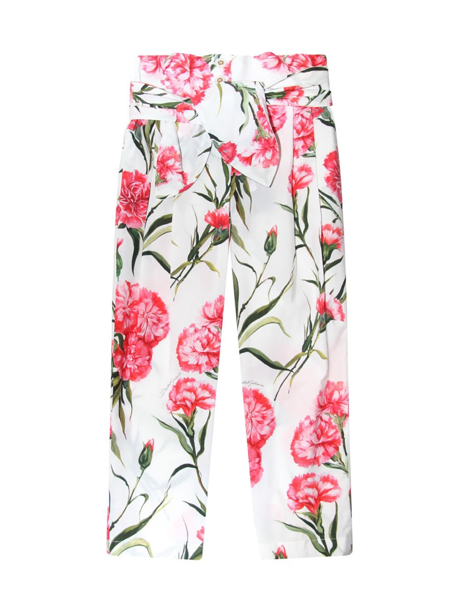 DOLCE & GABBANA Mini Carnation Cotton Trousers for Kids