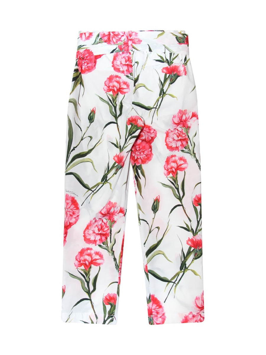 DOLCE & GABBANA Mini Carnation Cotton Trousers for Kids