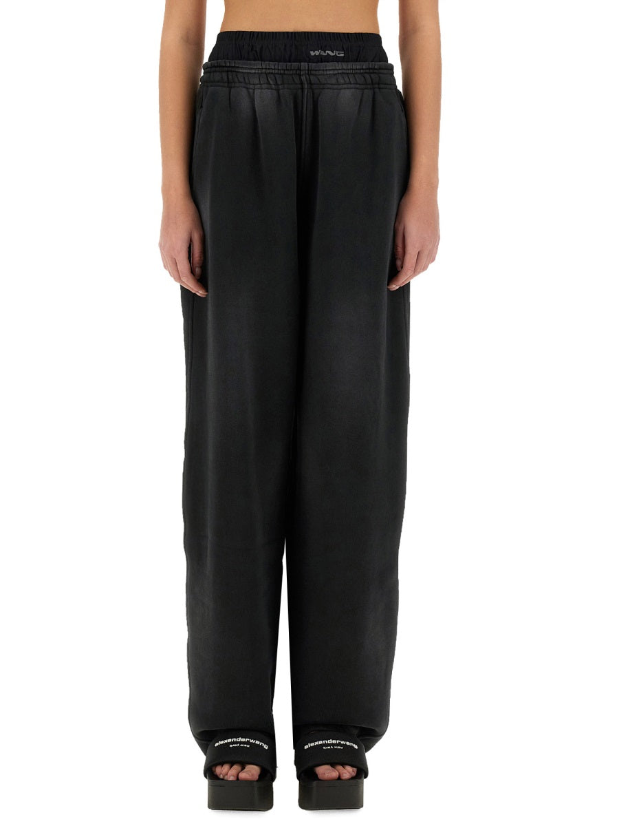 ALEXANDERWANG.T Wide Fit Pants with Logo - Size S