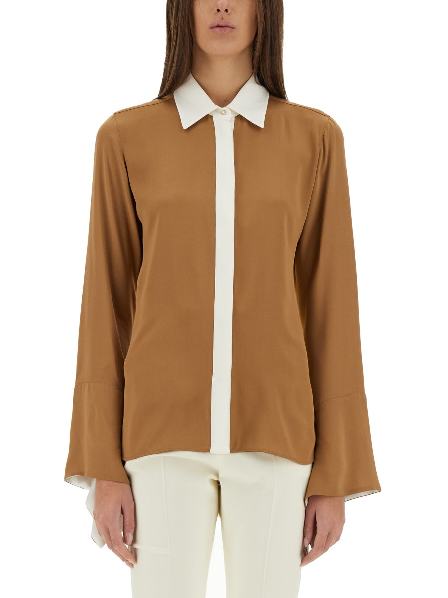 MAX MARA Color Block Regular Fit Silk Shirt - Size 40 IT