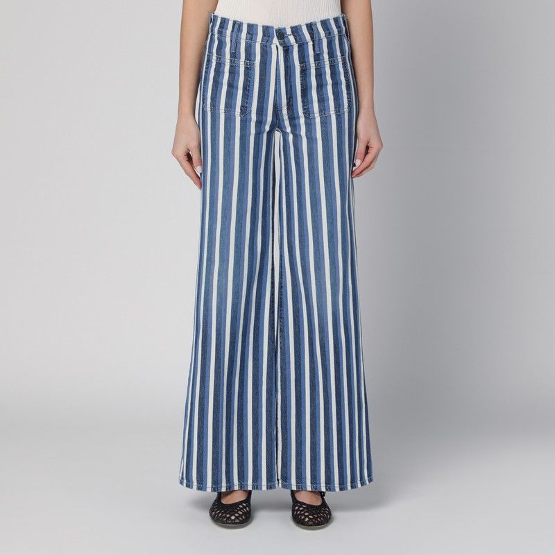 MOTHER Patch Pocket Twister Striped Wide Leg Jeans