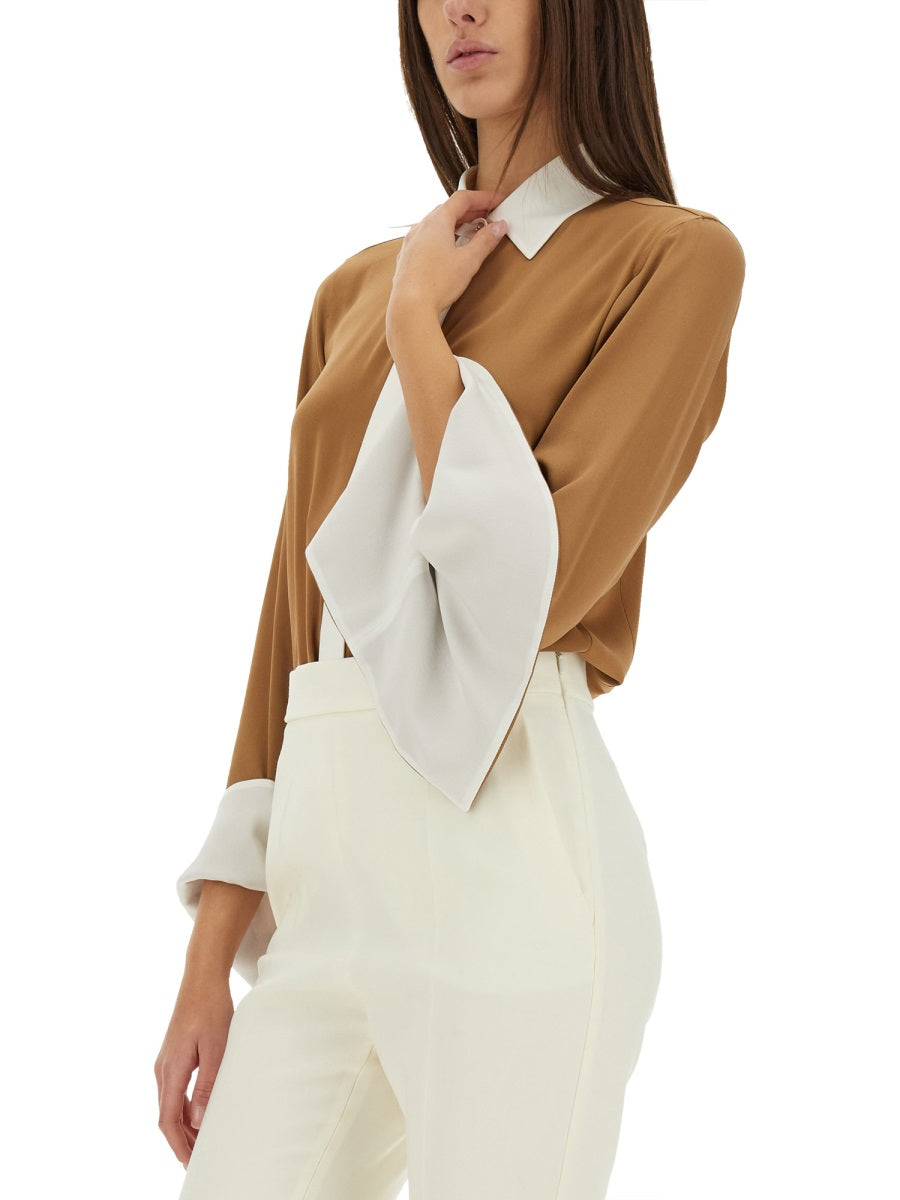 MAX MARA Color Block Regular Fit Silk Shirt - Size 40 IT
