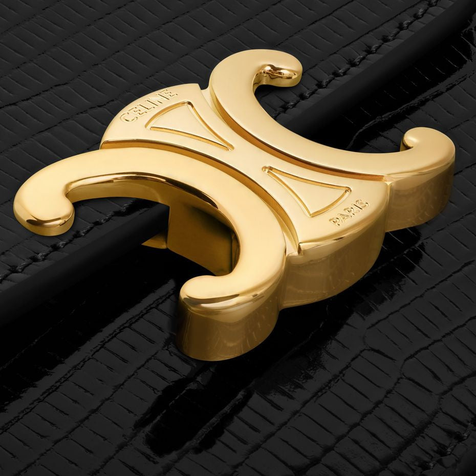 CELINE Mini Lizard Skin Card Holder with Flap